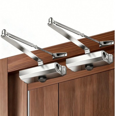 2 Pack 65-85 Kgs Size 4 Commercial Door Closer Silver Aluminium Alloy Heavy Duty