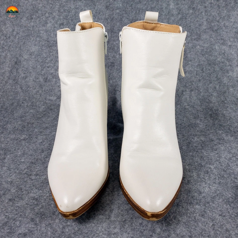 Top Moda Ankle Boots White Leather Side Zip Women's Size 8.5 - Image 2 of 4