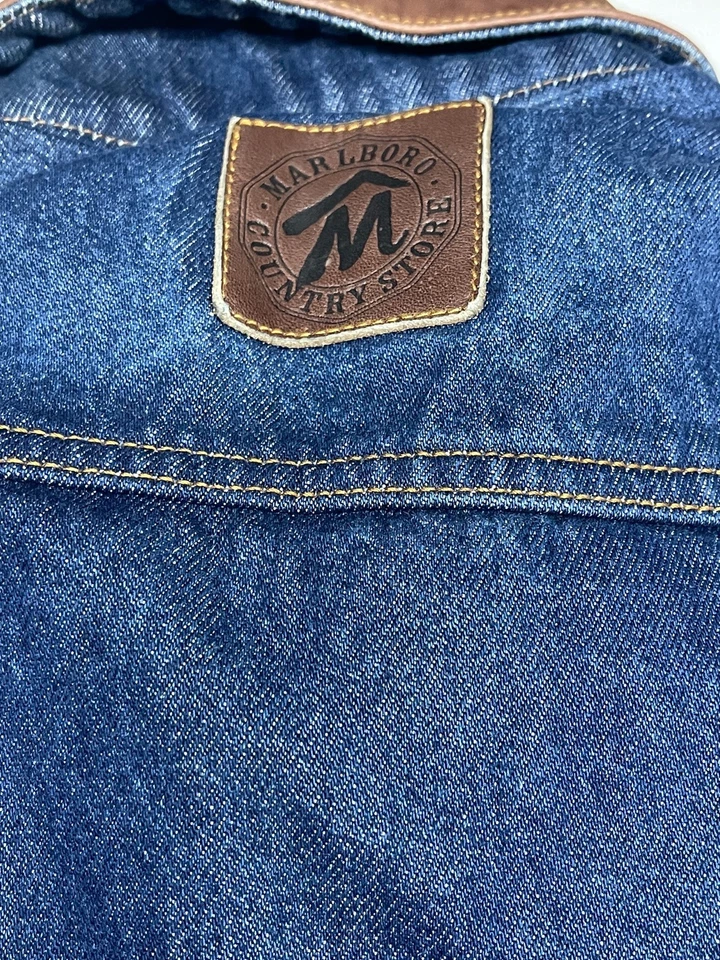 CHAQUETA VAQUERA VINTAGE 1994 MARLBORO COUNTRY STORE TALLA S NUEVA CON ETIQUETAS CUELLO DE CUERO WESTERN Foto 4 de 4