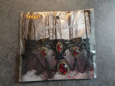 SPIRIT  Halloween Vampire Gothic Black Lace Choker Necklace -Costume Accessories
