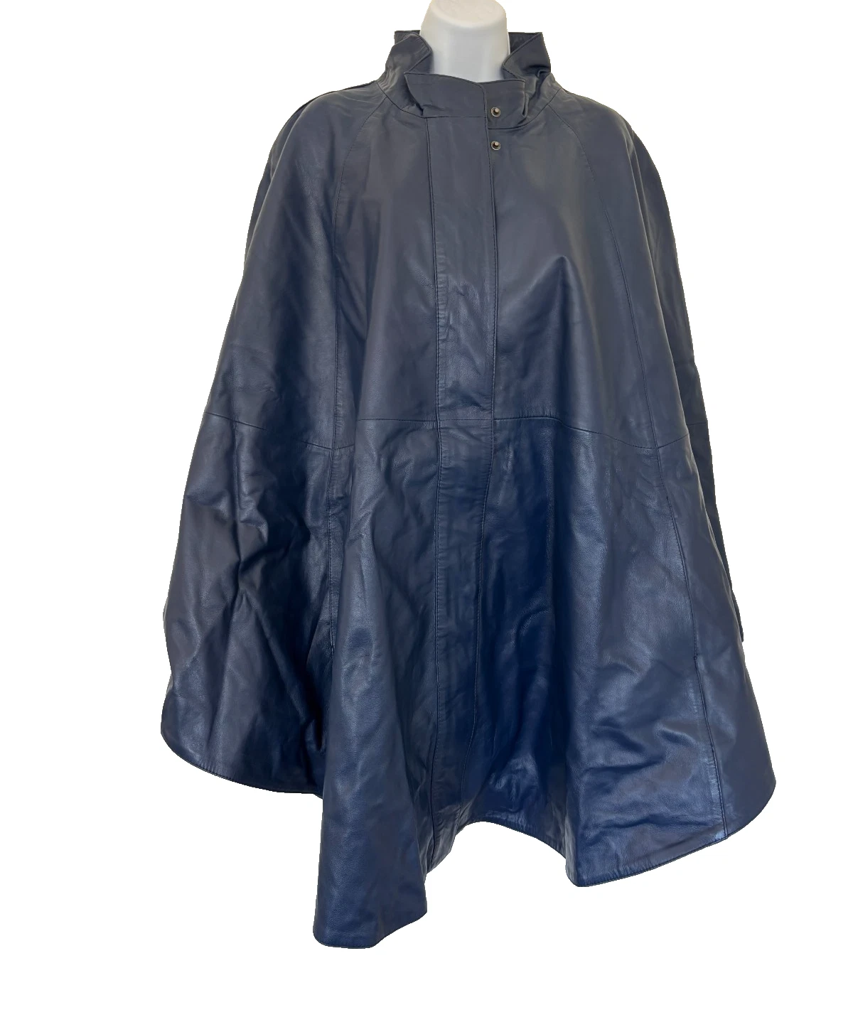 Jessica London Plus Size Cape Poncho 26/28 Blue Leather Lined Boho Festival