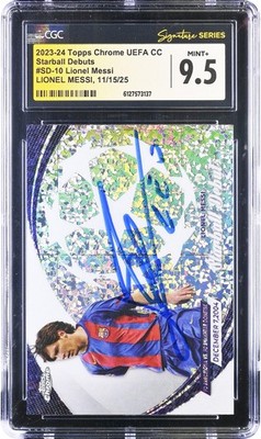 Lionel Messi FC Barcelona Signed 2023-24 Topps Chrome UEFA #SD-10