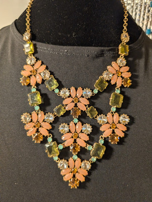 Stella & Dot Multi Color Glass & Rhinestones Fleurette Statement Bib Necklace