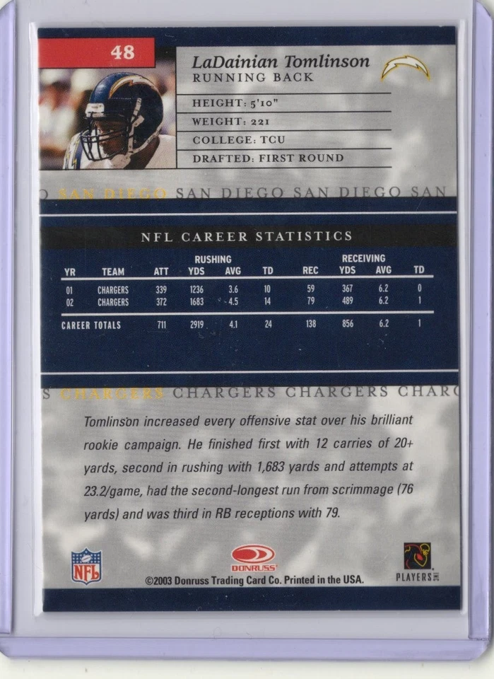 2003 Donruss Elite - LaDainian Tomlinson #48 - Image 2 of 2