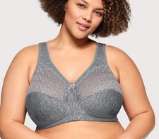 Glamorise MagicLift Moisture Control Wire Free Bra 1064 Gray New Size 48D