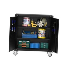Garage Cabinets - Heavy-Duty Metal Storage Cabinet with 2 Adjustable Black
