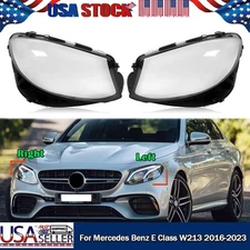 Pair Front Headlight Covers Lens Replace For Mercedes Benz W213 E Class 2016-23