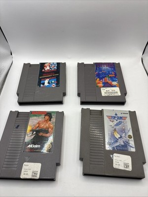 nes game lot bundle: Mario Duck hunt, tetris top gun and rambo