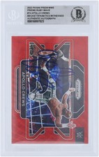 Apollo Crews WWE Signed 2022 Panini Prizm Ruby Wave Prizm #74 BAS Fanatics Card