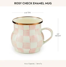 MacKenzie-Childs 16oz Rosy Check Enamel Mug - New!