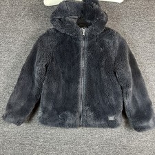 Under Armour Girls' UA Cozy Fur Hoodie Jacket Full Zip Youth Sz YMD Black