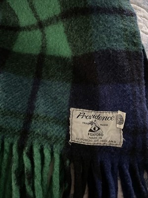 Vtg Wool Throw Blanket Black Watch Tartan Plaid 60x70  Fringe Ireland EUC Pure