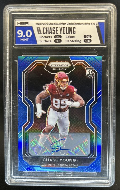 2020 Chronicles Chase Young Prizm Black Signatures RC Blue Auto #/25 HGA 9