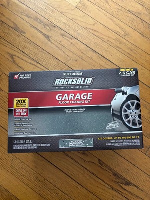New Rust-Oleum RockSolid 2-Part Dark Gray Garage Floor Paint Kit   FAST SHIP   