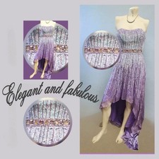 Fabulous Sleeveless SHERRI HILL Sequin beaded purple Party Lady dress 4 Prom HQ