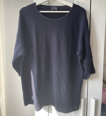 Persona by Marina Rinaldi Damen Strickpullover blau Baumwolle Rundhals 3/4 Gr. M