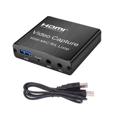 Black Video Capture Card 4K Screen Record Game Streamer Device MIC R/L Loop