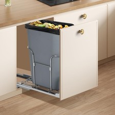 35 QT Pull-Out Trash Can Soft-Close Slides,Waste Bin for Under Kitchen Cabinet