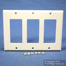 Leviton 80411-W White 3-Gang Decora GFCI GFI Plastic Standard Wallplate Cover