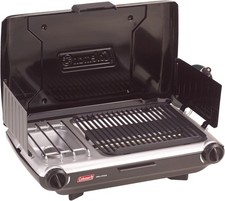 Coleman Classic Tabletop 2-in-1 Camping Grill/Stove, 2-Burner Propane NEW Blk/Gr