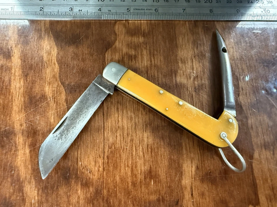 Ultra Rare Vintage Ka Bar Yellow Yacht Knife Rigging Marlin spike sheath 4968 - Image 2 of 4
