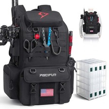 Piscifun 52L Fishing Tackle Backpack with Rod Holders  4 Boxes Large Bag for