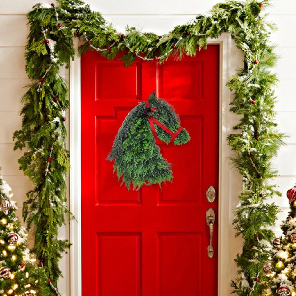 Horse Head Wreath – Rustic Farmhouse Equestrian Door Decor, Christmas Handmade - image 3 of 4