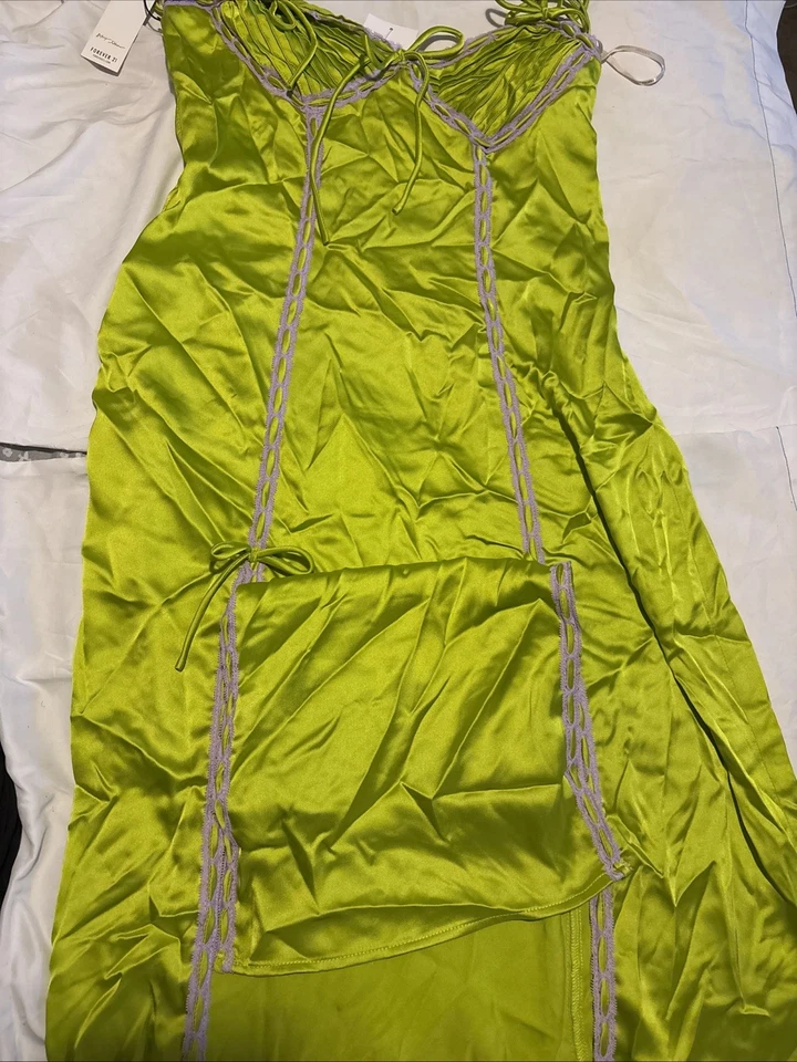 Vestido maxi feminino Forever 21 Betsey Johnson verde/multicolorido tamanho M - Imagem 4 de 4