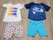 Pinkfong Baby Shark Outfits 2 Shirts 2 Shorts Kids Girls Toddler Size 3T