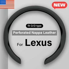 For Lexus Steering Wheel Cover Nappa Leather Non-Slip Clip on Breathable 15 inch