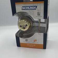 SCHLAGE Deadbolt Keyed on 2 Sides - Bright Brass Brand, New Open Box