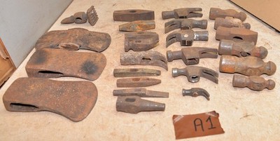25 vintage axe hammer head claw pein & more blacksmith steel collectible lot A1