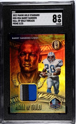 Barry Sanders 2022 Hall Of Gold Threads, Patch 5/25 SGC 8