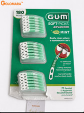 GUM Soft-Picks Advanced Dental Picks Mint 180-Count with Travel Case White
