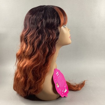Jayden Long Wavy #DR Copper Orange Black Synthetic Full Wig