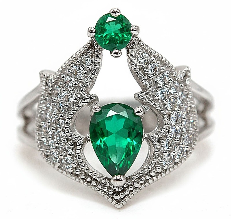 2CT Heat Treated Green Tourmaline 925 Solid Sterling Silver Ring Sz 7 NF1-1