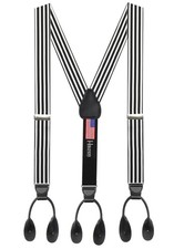 Suspender for Men MADE IN USA   Y-Back Genuine Leather Trimmed Button End Non...