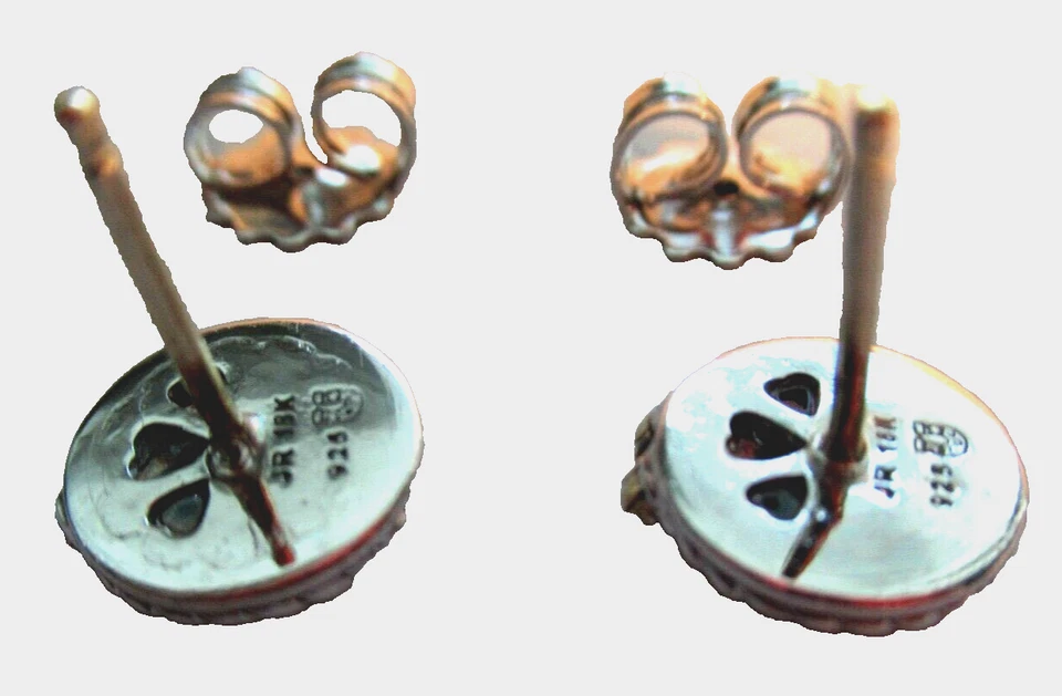 Judith Ripka Sterling Silver 18K Gold Diamond Heart Round Stud Pierced Earrings - Image 4 of 4