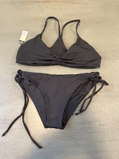 NEW black  L SPACE lined two piece swimsuit bikini  size large