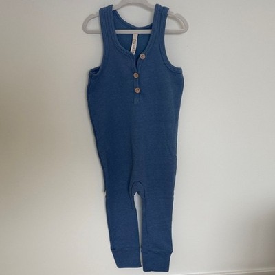 Kids Blue Tank Jumpsuit with Button Front - Unbranded