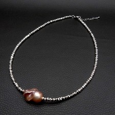 Cultured Purple Baroque Pearl Gold Plated Chain Choker Necklace Simple Jewelry