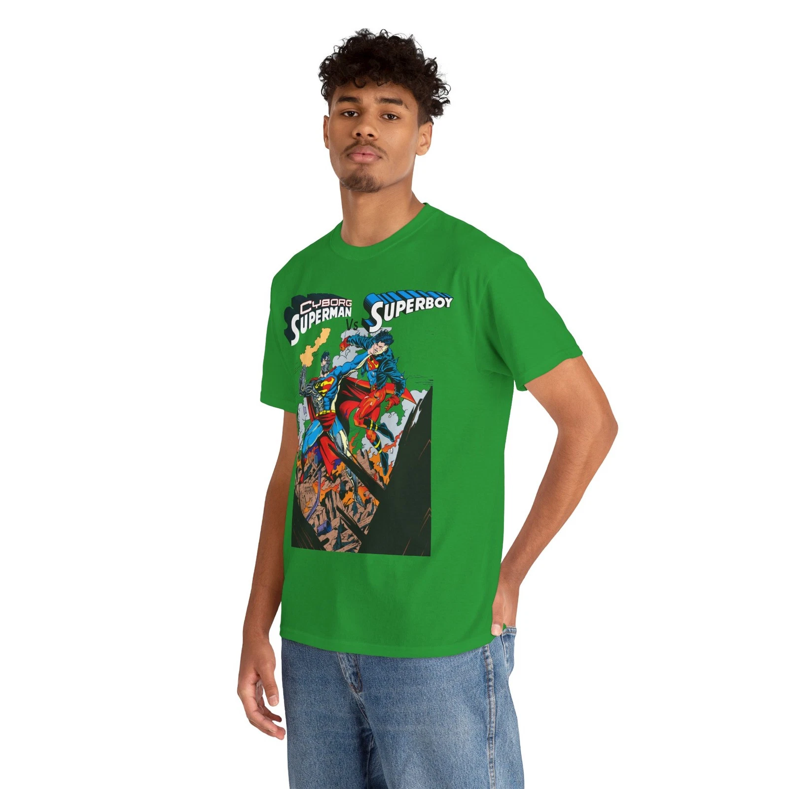 Cyborg Superman Vs Superboy T-Shirt - Tom Grummett Art - DC Comics