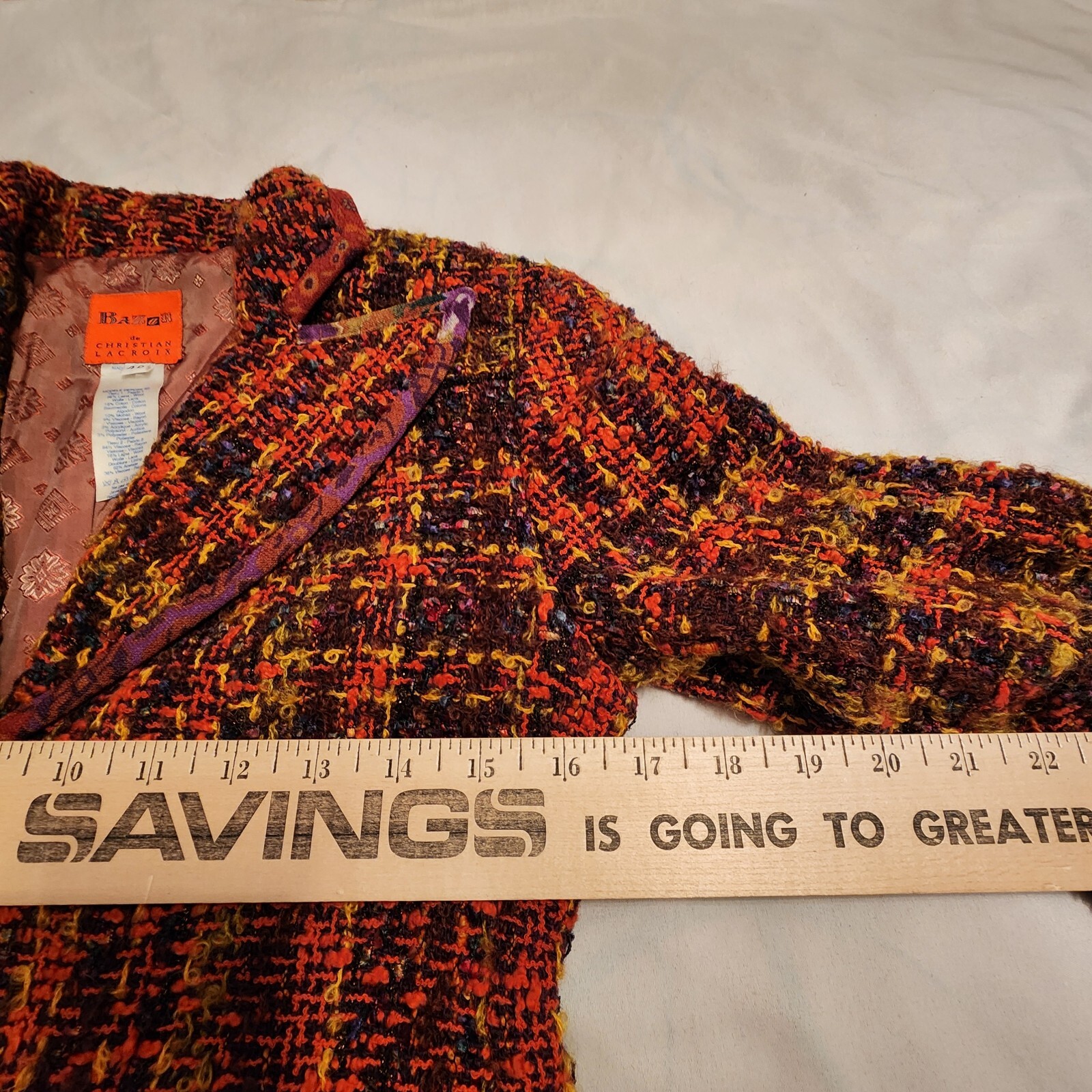 Bazar de Christian Lacroix France Wool blend Tweed Blazer Jacket Size 40