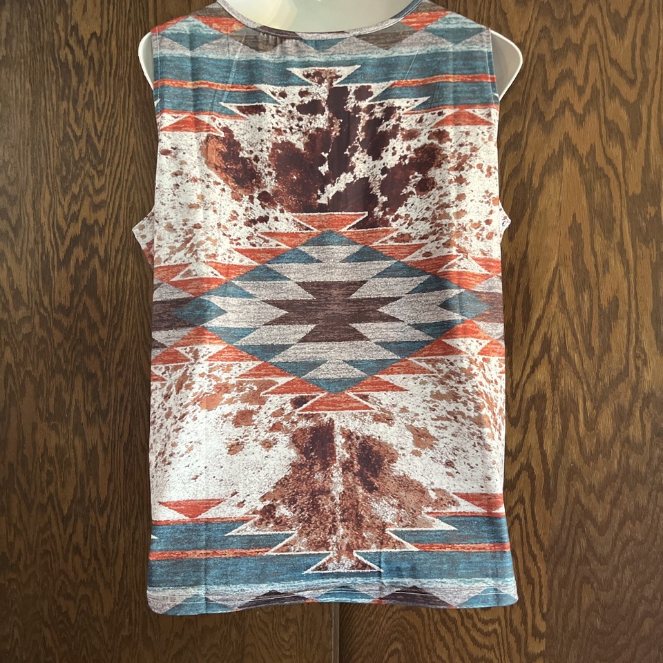 Women’s Western Aztec Tank Top Sz 2XL Sleeveless Wide Strap eBay