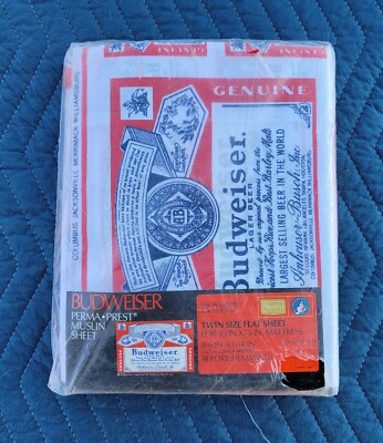 VTG Sears BUDWEISER BEER Advertising Flat Sheet-Twin Size-66