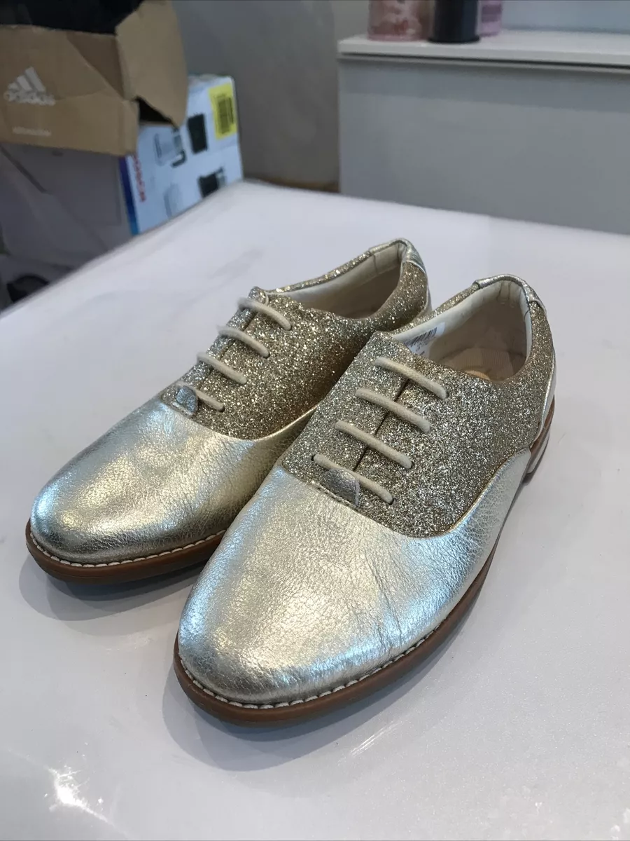 CLARKS AIR SPRING GIRL S GOLD SPARKLY SHOES SIZE UK 10.5 F KIDS EUR 28.5