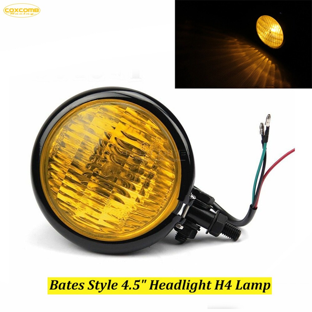 Bates Style 4.5" Headlight H4 Headlamp For Harley Chopper Bobber Custom  Sporter | eBay
