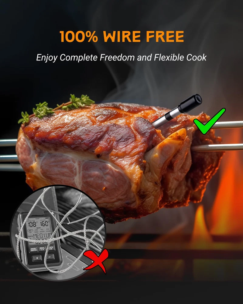 Meat Thermometer Digital Wireless - Wireless Meat Thermometer for Grilling and -
