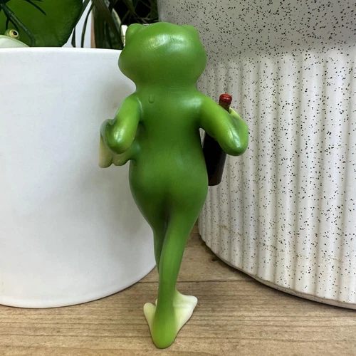 Funny Drinking Frog Statue Flower Pot Hugger Resin Hanging Frog Ornaments Decor - Bild 5 von 20