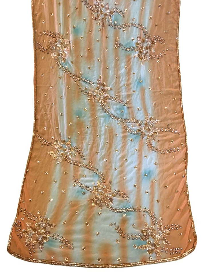 Bufanda Georgette Dupatta vintage india bordada estola larga para mujer LD7147 Foto 2 de 4